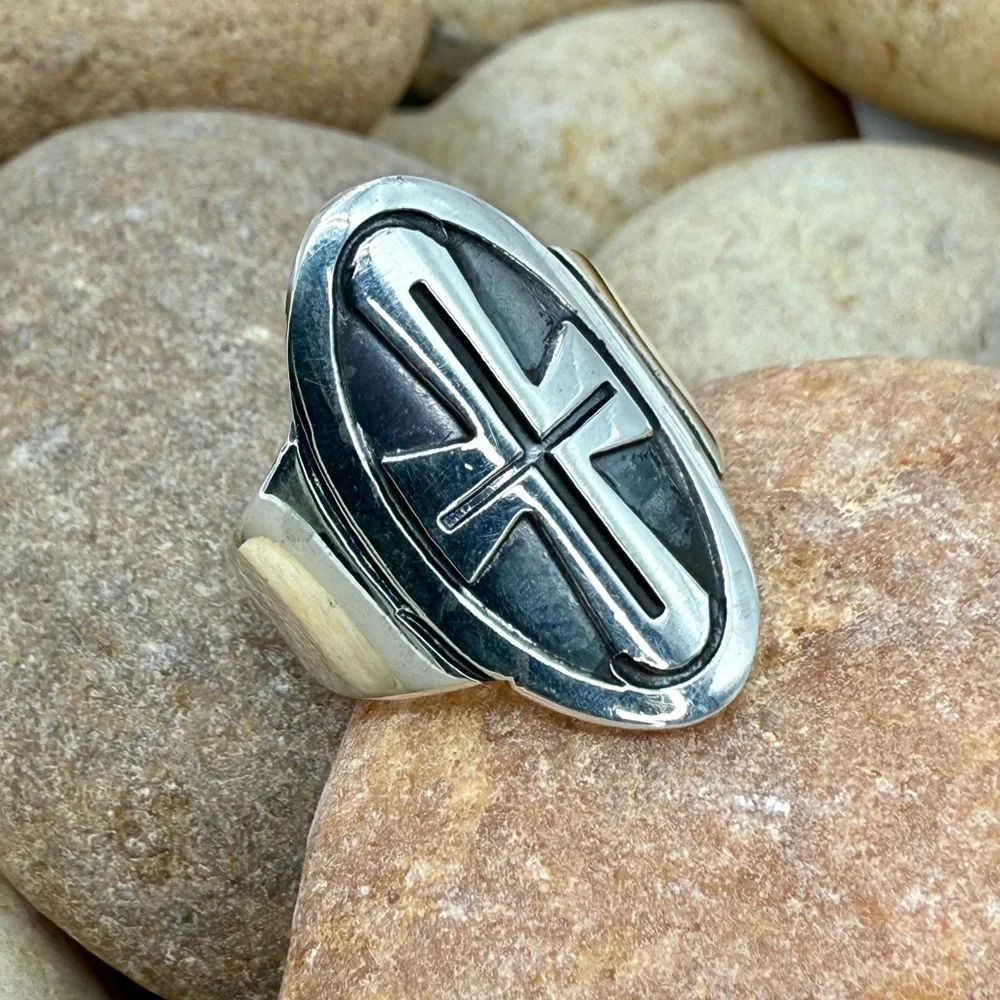 Sterling Silver Cross Ring Size 5 | Oval Shield Design | NWT | Faith Jewelry